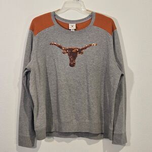 UT University of Texas Longhorns Logo Sparkle Sequin Long sleeve tshirt size XXL